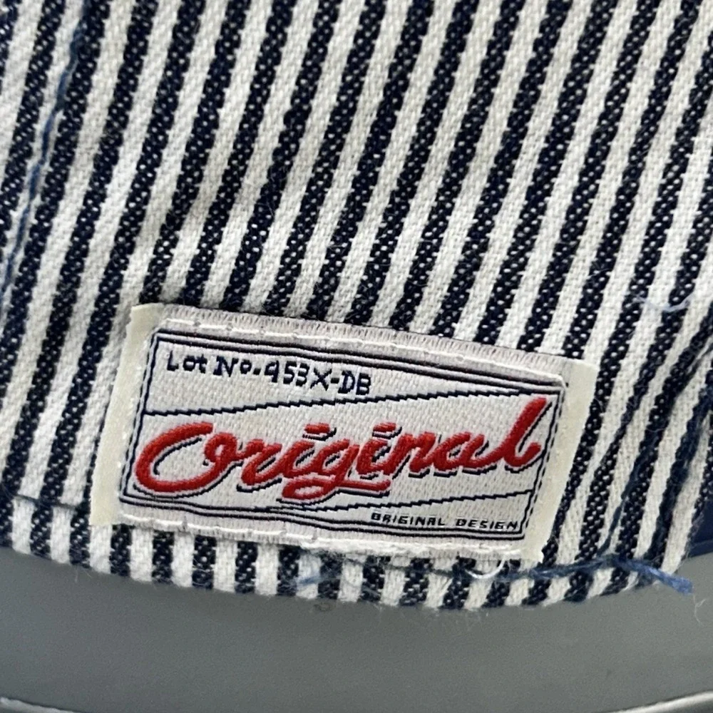 H&M NY Striped Snapback Cap Youth 4-8Y Blue White Railroad Stripe Hat